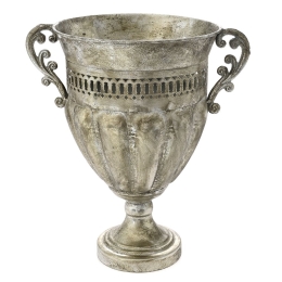 Ασημί χρώματος αμφορέας μεταλλικός 29x22x32 εκ