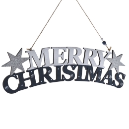Merry Christmas μαύρο ξύλινο κρεμαστό χριστουγεννιάτικο στολίδι 41x13 εκ