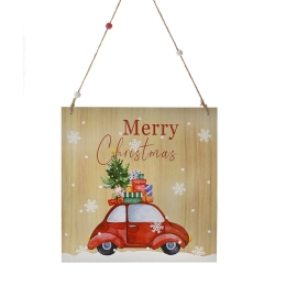 Ξύλινη κρεμαστή πινακίδα Merry Christmas διακοσμητική χριστουγεννιάτικη 22x0.9x38 εκ