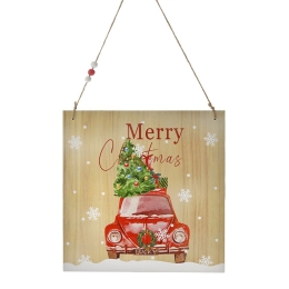Merry Christmas ξύλινη κρεμαστή πινακίδα χριστουγεννιάτικη διακοσμητική 22x0.9x38 εκ