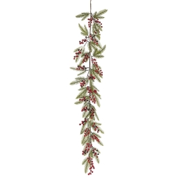 Berries διακοσμητικά κόκκινα χιονισμένα σε γιρλάντα χριστουγεννιάτικη 150 εκ