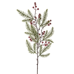 Διακοσμητικό κλαδί με χιονισμένα berries σετ των δύο 80 εκ