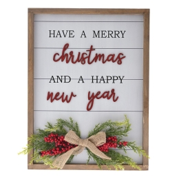 Ξύλινη χριστουγεννιάτικη πινακίδα Happy New Year 27x2.5x36 εκ