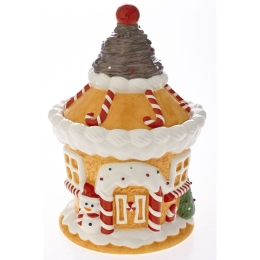 Gingerbread κεραμική μπισκοτιέρα χριστουγεννιάτικη 18x18x27 εκ