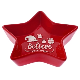 Believe κόκκινη κεραμική πιατέλα σε σχήμα αστεριού σετ των δύο τεμαχίων 18x18x4 εκ