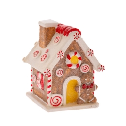 Gingerbread σπιτάκι από πολυρεζίνη με φως 12x12x25 εκ