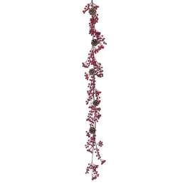 Χριστουγεννιάτικη γιρλάντα με κόκκινα berries και κουκουνάρια 150 εκ