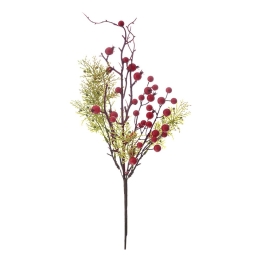 Διακοσμητικό κλαδί με berries και ρόδια σε κόκκινη απόχρωση σετ των έξι 65 εκ