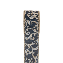 Strass Garland χριστουγεννιάτικη κορδέλα σε μπλε χρώμα με χρυσές λεπτομέρειες 6.7x900 εκ