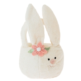 Easter Bunny πασχαλινό υφασμάτινο καλαθάκι σε μπεζ απόχρωση με φιγούρα λαγού 19x32 εκ