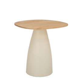 Mushroom βοηθητικό τραπεζάκι σαλονιού με μεταλλική λευκή βάση και επιφάνεια από ξύλο ακακίας 65x58x45 εκ