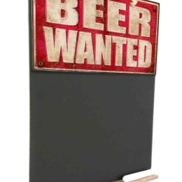 Beer wanted ξύλινος χειροποίητος μαυροπίνακας 26x38 εκ