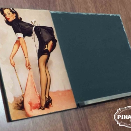 Cleaning lady ξύλινος χειροποίητος μαυροπίνακας 38x26 εκ