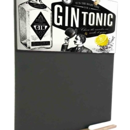 Gin tonic ξύλινος χειροποίητος μαυροπίνακας 26x38 εκ