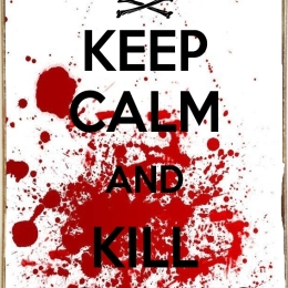 Ξύλινος ρετρό πίνακας χειροποίητος keep calm and kill zombies 20x30 εκ