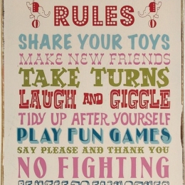 Πίνακας χειροποίητος playground rules 20x30 εκ