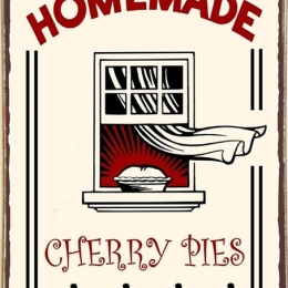 Ρετρό πίνακας χειροποίητος homemade cherry pies