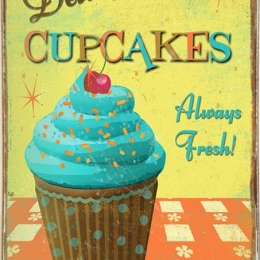 Ρετρό πίνακας χειροποίητος delicious cupcakes