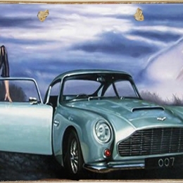 Ρετρό πίνακας χειροποίητος James Bond's car