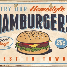 Ρετρό πίνακας χειροποίητος hamburgers