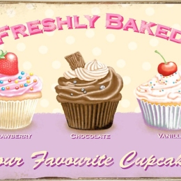 Ρετρό πίνακας χειροποίητος fresh cupcakes