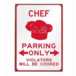 Chef parking only ξύλινος vintage πίνακας