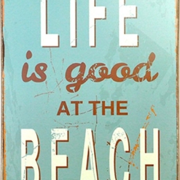 Life is good at the beach ξύλινος vintage πίνακας