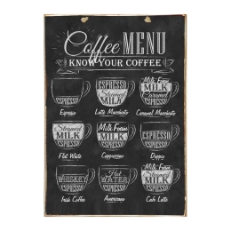 Coffee menu ξύλινος πίνακας 