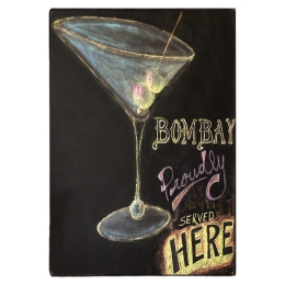 Bombay cocktails here ξύλινος πίνακας