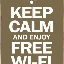 Keep calm and enjoy free wifi ξύλινος πίνακας χειροποίητος