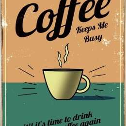 Coffee keeps me busy ξύλινος πίνακας χειροποίητος