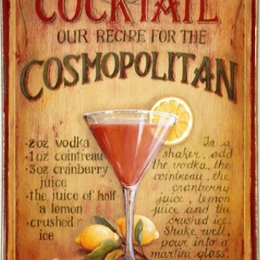 Cosmopolitan ξύλινος  πίνακας χειροποίητος