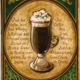 Irish coffee ξύλινος πίνακας χειροποίητος