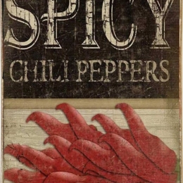 Spicy peppers ξύλινος πίνακας χειροποίητος