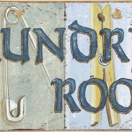 Laundry room ξύλινος πίνακας χειροποίητος