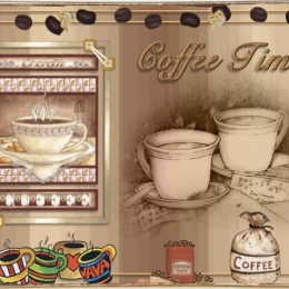 Coffee time ξύλινος πίνακας χειροποίητος