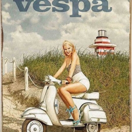 Vespa vintage ξύλινος πίνακας