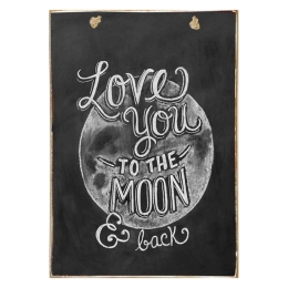 Love you to the moon vintage ξύλινος πίνακας