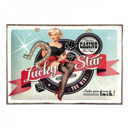 Lucky star vintage ξύλινος πίνακας 30x20 εκ