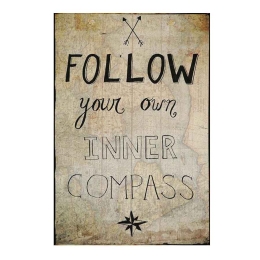 Follow your inner compass vintage ξύλινο πινακάκι