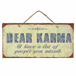 Dear karma ξύλινο vintage πινακάκι 26x13 εκ