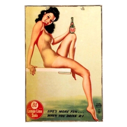 Lemon lime soda vintage ξύλινο πινακάκι