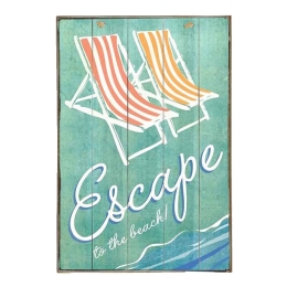 Escape to the beach vintage ξύλινο πινακάκι