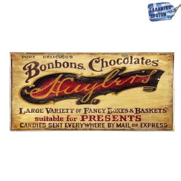 Chocolates vintage ξύλινος χειροποίητος πίνακας