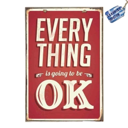 Everything will be ok vintage κόκκινο ξύλινο πινακάκι