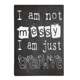 I am not messy vintage ξύλινο πινακάκι