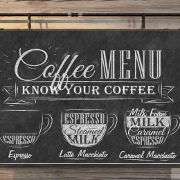 Coffee menu ξύλινος χειροποίητος chalkboard like πίνακας