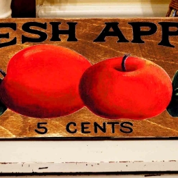 Fresh apples vintage ξύλινος πίνακας 26x13 εκ