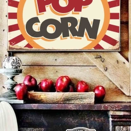 Pop corn vintage ξύλινος πίνακας