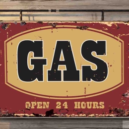 Gas open 24h ξύλινος χειροποίητος πίνακας